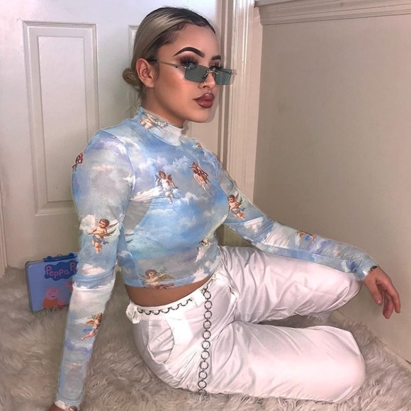 ⚠️LAST1👼🏻Mesh “Cupid’s in the Sky”Longsleeve top - Picture 4 of 8